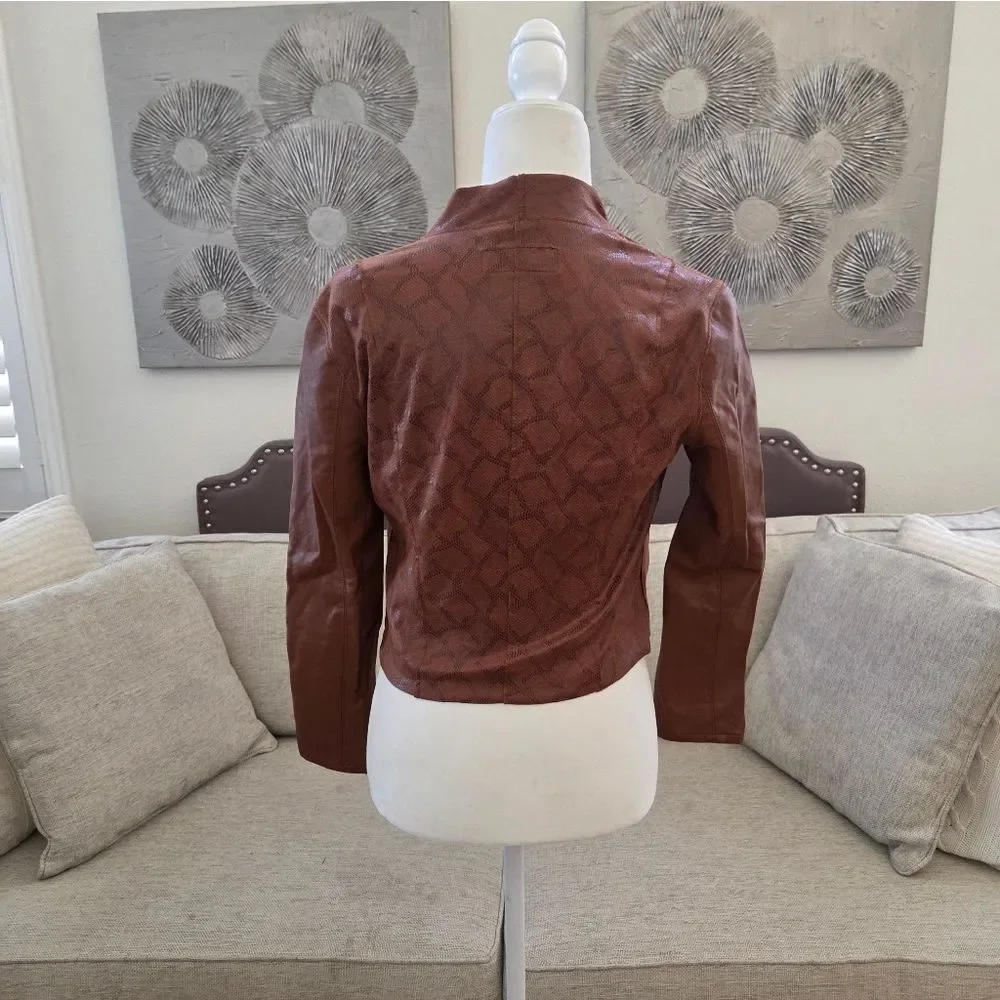 ✨Anthropologie NYDJ✨ 'Sharona' Snakeskin Print Faux Leather Jacket - [Size XSP]